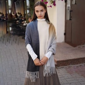 2021 vintergradient färg kashmir dam halsduk anpassad design lyx elegant mode kashmir halsduk sjal för kvinnor