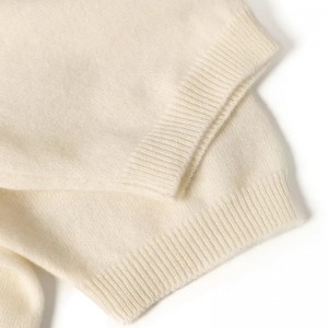 plus size 100% kashmir sweater til kvinder almindelig strikket top rund hals til piger hvid kortærmet kashmir pullover