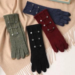 Ekran dotykowy kobiety zimowa ciepła dzianina długa kaszmirowa rękawiczka na zamówienie moda z pełnym palcem 100% czysty kaszmir rękawiczki z guzikami