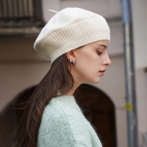 Kapelë bukuroshe e lirë dimërore 100% kapelë beretë kashmiri për femra, kapele luksoze unisex me logo të personalizuar