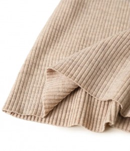 Top personalizado de inverno 50% lana 50% acrílico para dama de cor lisa estampado de costilla de punto camisolas de muller