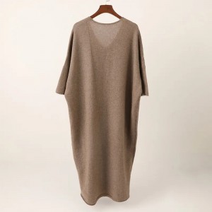 pulovër grash kashmiri i pastër dimëror oversize pulovër fustan kashmiri për femra me jakë të gjatë stil të gjatë