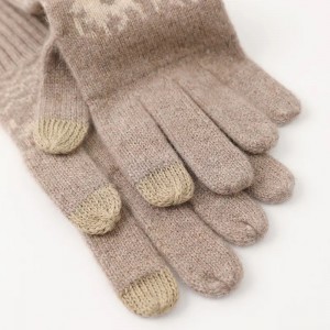 फॅशन हिवाळ्यातील अॅक्सेसरीज महिलांचे हिवाळ्यातील हातमोजे 100% काश्मिरी टच स्क्रीन विणलेले उबदार पूर्ण बोटांचे हातमोजे मिटन्स