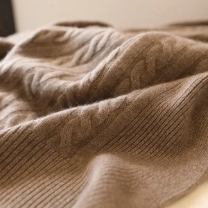 natural color luxury 100% cashmere thermal blanket custom mexican korean bed cable knitted winter soft throw