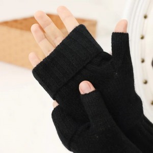 Manoplas térmicas largas de Cachemira de punto liso personalizadas guantes de moda de lujo sin dedos cálidos de invierno para mujer