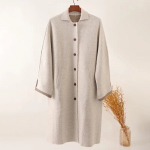 obojstranný obojstranný kašmírový dámsky sveter oblečenie nadmernej veľkosti pletený zimný teplý golier kašmírový kardigan kabát