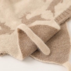 otroška zimska kapa iz čistega kozjega kašmirja po meri modna pletena kapa iz žakarda iz živalskega jelena iz kašmirja