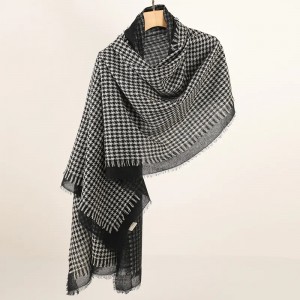 inner mongolia pure cashmere women scarf thin style custom houndstooth check cashmere scarves shawl stoles