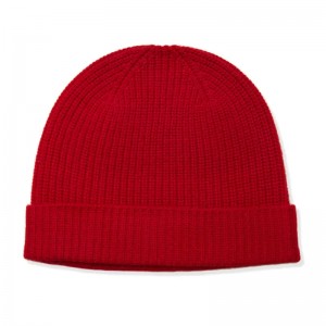 Cappello invernale 100% cashmere berretto personalizzato logo tinta unita donna uomo cappello berretto in cashmere con risvolto lavorato a maglia