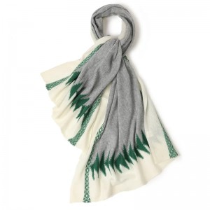 Sciarpa di cachemire di design di l'arbre di Natale di l'inverno di u logo personalizzatu sciarpe in cachemire di lusso eleganti sciarpe in maglia pianura calda scialle
