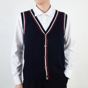 Projektant marki moda kaszmirowy dzianinowy sweter męski kamizelka na zamówienie bez rękawów męski kaszmirowy sweter rozpinany