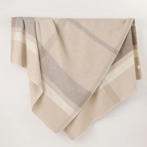 2022 Luxury soft fleece wool throw blanket winter women men check oversize cashmere wool scarf shawl for women
