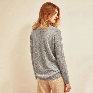 плетен дамски пуловер по поръчка зимен топъл моден обикновен плетен пуловер с дълъг ръкав 100% кашмирен пуловер