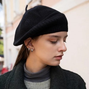 Bonito sombrero de boina de cachemira 100% de punto de inverno barato para mujer, gorros de luxo, unisex con logotipo personalizado