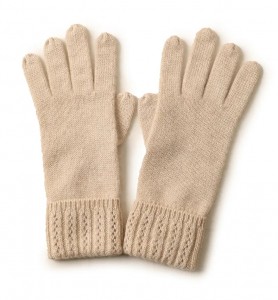 Ladies Winter Cashmere Knitted Glove hollow folded edge luxury thermal custom fashion cute na guwantes na babae