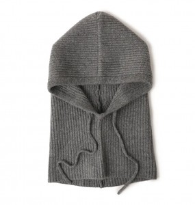 προσαρμοσμένο 100% κασμίρ μπαλακλάβα χειμωνιάτικο καπέλο με κουκούλα κέντημα λογότυπο πολυτελές Fashion rib πλεκτό ζεστό κορδόνι περίσφιξης για γυναίκες