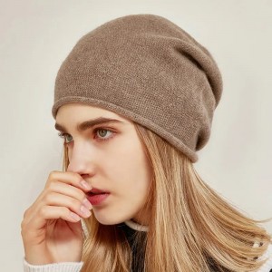 100% tīra kašmira sieviešu ziemas niecīgās pupiņas cepures greznas modes, jaukas, vienkāršas adītas vilnas bennija cepures ar pielāgotu izšuvumu logotipu