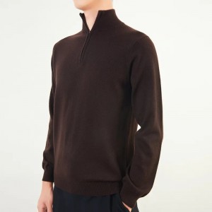 ritsleting turtleneck kasmir murni rajutan Sweater Pria warna solid rajutan pria lengan panjang kasmir pullover sweater