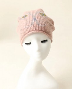 gludināšanas rhinestones Sieviešu ziemas cepures pielāgota dizaina grezns, gudrs 100% tīrs kašmira ribiņš Trikotāžas cepure
