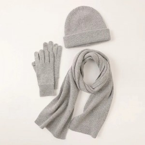 100% lana mujeres niñas invierno cálido bufanda sombrero y guantes conjuntos diseñador personalizado moda señoras tejido lana gorro bufandas guantes traje