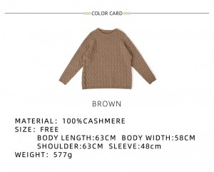 crew neck natural color cable knitted pure cashmere pullover custom fashion oversize women's sweater clothing knit top