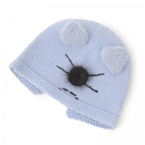 Dječja zimska kapa od 100% kašmira prilagođeni logotip prijazna koži mekana dječja obična pletena kapa od kašmira