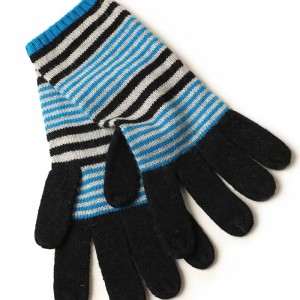 Özel erkek örme % 100% yün çizgili kış eldiven moda aksesuarları lüks termal tam parmak uzun kaşmir eldiven