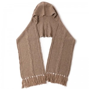 50% yak wol 50% wol Vrouwen poncho winter warm luxe mode kabel Gebreide wollen sjaals sjaal hoodie
