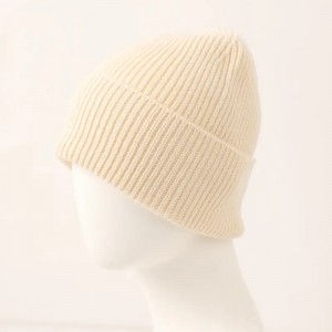 designer rib gebreide 90% wol 10% kasjmier hoed cap custom logo ontwerp vrouwen warme mode kasjmier winter beanie hoed