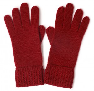 Dame vinter cashmere strikket handske hul foldet kant luksus termisk brugerdefinerede mode søde handsker kvinder