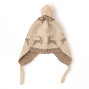 أطفال الشتاء الكشمير الماعز النقي قبعة مخصصة أزياء الحيوان الغزلان الجاكار محبوك قبعة الكشمير قبعة صغيرة