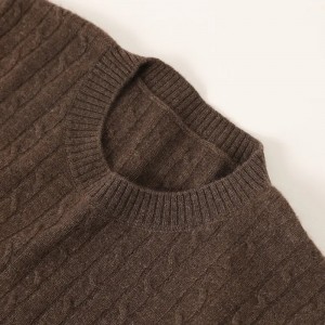 ærmeløs rund hals, kabelstrikket ren kashmir sweater til kvinder brugerdefineret oversize dame mode top kashmir pullover