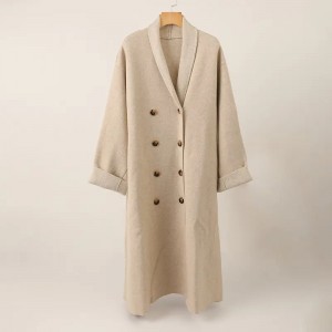 ການຕົບແຕ່ງ botton ບໍລິສຸດ 100% cashmere women jacket coat plus size plain color knitted cashmere cardigan sweater