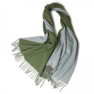 aangepast logo 100% zuivere wol Luxe omkeerbare wollen sjaals Sjaal Dames Heren winter nekwarmer Wollen sjaal