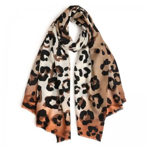 custom 80s leopard printing 100% merino wool pashmina scarves shawl cashmere winter scarf para sa mga kababaihan