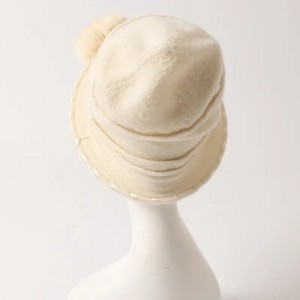 Sombrero de cubo de invierno con pompón de piel, gorras con logotipo personalizado para mujer, gorro de pescador de Cachemira de punto cálido, gorro ny
