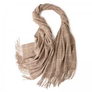 Osunwon Inner Mongolia awọ funfun 100% cashmere scarf plaid simple 70*205cm iborùn