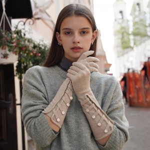 προσαρμοσμένη οθόνη αφής Κίνα κυρία χειμώνα ζεστά πλεκτά μακριά γάντια γυναικεία μπράτσα πιο ζεστά οθόνη αφής θερμική μόδα χαριτωμένα γάντια κασμίρι