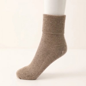 Hoge kwaliteit casual gevouwen sokken dikke herfst winter gebreide warme 100% kasjmier bedsokken voor dames
