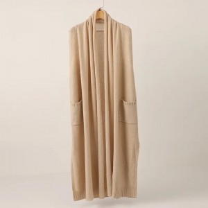 جيب الديكور 100٪ الكشمير الخالص كارديجان معطف شتاء دافئ أزياء زائد حجم المرأة بلا أكمام سترة