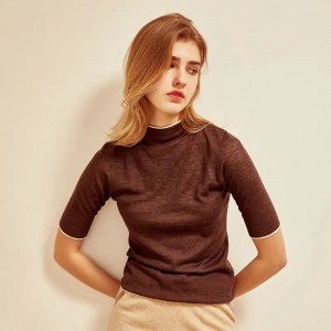Personnalisé 40% laine 60% acrylique hiver femmes pull couleur unie ordinateur tricoté dames luxe doux haut chaud