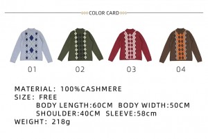 návrhářská značka vícebarevný kosočtverec žakárový čistý kašmírový svetr zakázková móda oversize zimní ženy kašmírový svetr