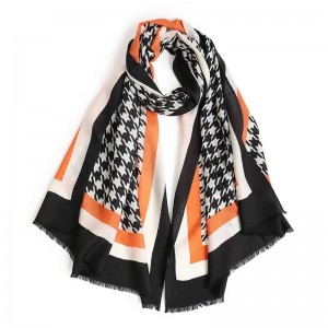 80s merino wool houndstooth print scarf shawl mata hunturu cashmere pashmina scarves stoles