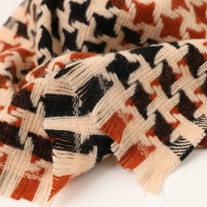 Designer pied de poule 100% pure laine écharpe d'hiver étoles mode personnalisée gland vérifier laine écharpes châles