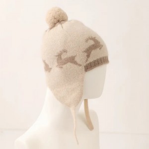 pălărie de iarnă din cașmir pur capră pentru copii, la modă personalizată, căprioară, pălărie din cașmir tricotată jacquard