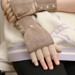 2022 nyt design konvertible damekonvertible Cashmere Handsker & Vanter vinterluksus modestrikkede fingerløse handsker