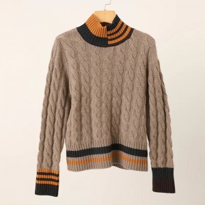 Sweter z golfem wielokolorowy dzianinowy sweter z czystego kaszmiru na zamówienie, oversize damski sweter odzieżowy