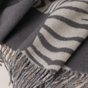 Gyvūnų zebrinis žakardo žieminis 100% vilnos antklodė karaliaus dydžio prabangi minkšta austa vilnos antklodė