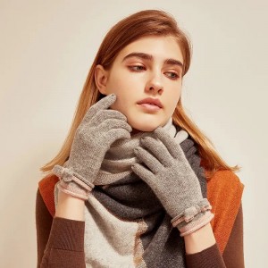 Зимски топол 100% плетени ракавици од козји кашмир прилагодени модни плетени жени луксузни топли женски ракавици