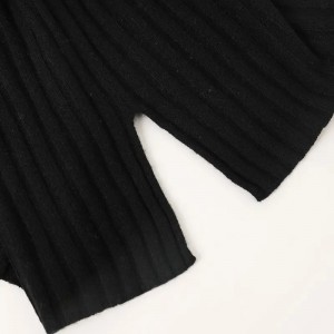црн долг ракав V врат со ребрести плетен чист кашмир женски џемпер прилагоден зимски преголем кашмирски пуловер за девојки